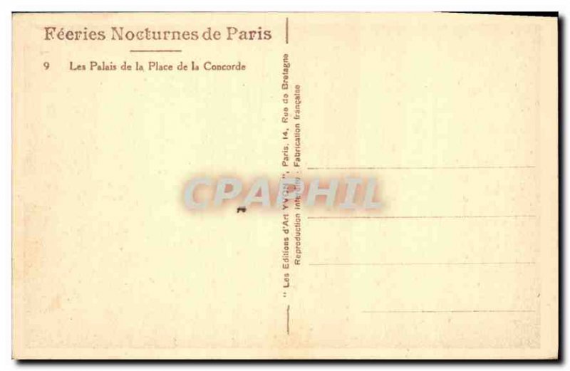Postcard Old Paris The Palace of the Place de la Concorde