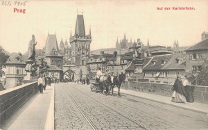 Czech Republic Prague Prag Praha Kaiser Bridge Horse Carriage Postcard 07.13