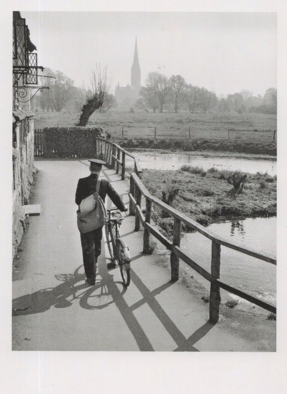 Postman Riding Bicycle at Salisbury Cathedral Award Photo Postcard