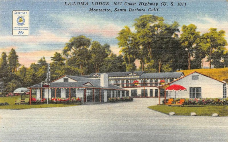 LA-LOMA LODGE Montecito, Santa Barbara, CA Roadside ca 1940s Vintage Postcard