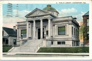 Public Library Logansport Indiana Postcard Posted 1934