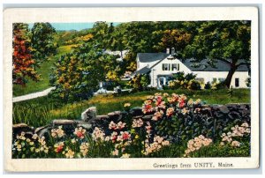 1936 Greetings from Unity Maine ME Troy ME House View Vintage Posted Postcard