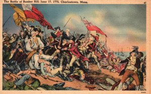 Vintage Postcard 1940's The Battle of Bunker Hill Charlestown Massachusetts MA