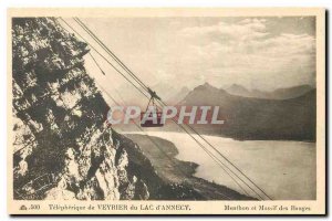 Old postcard Telepherique Veyrier Lake Annecy Menthon and Massif Bauges