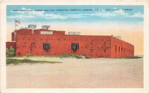 A85/ Key West Florida Postcard c1915 E Martello Tower Pan American Airways Field