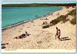 1960 Petoskey Michigan Vintage Postcard State Park North City Camping Sand Beach
