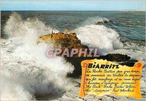 Modern Postcard Biarritz Roche Beaten by big time in Remembrance Sailing Surp...