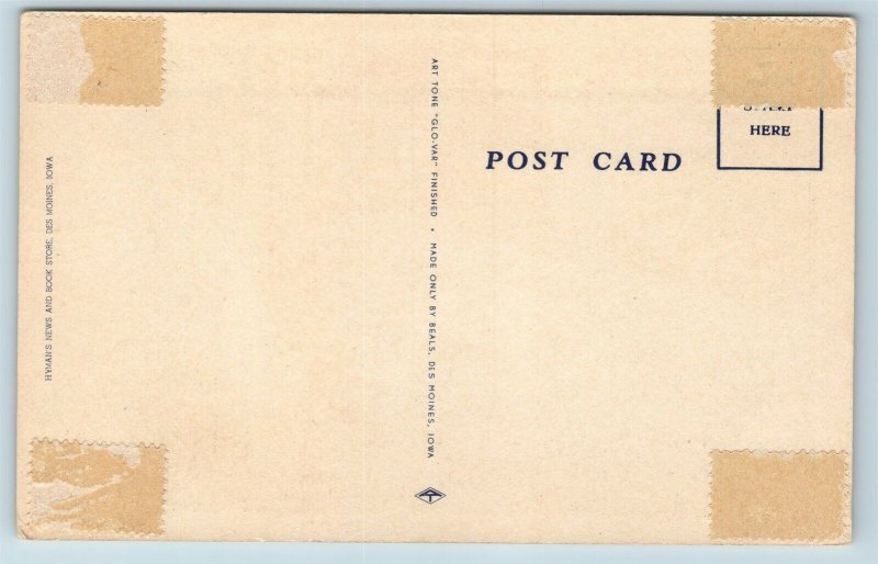 Postcard IA Fort Des Moines A Scene at Post Headquarters c1940s Linen T15