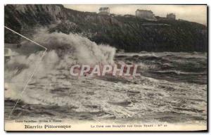 Old Postcard Biarritz picturesque Cote Des Basques in heavy weather