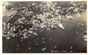 Boothbay Harbor ME Waterfront Aerial View Real Photo Postcard