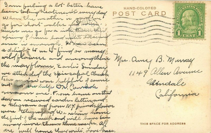 Hand-Colored Postcard; Magnesia Spring, Virginia Hot Springs VA Bath County 