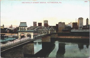 USA Smithfield Street Bridge Pittsburgh Pennsylvania Vintage Postcard 02.76