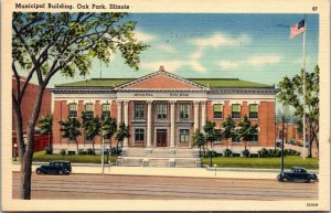 Vtg Oak Park Illinois IL Municipal Building 1940s Old Linen View Postcard