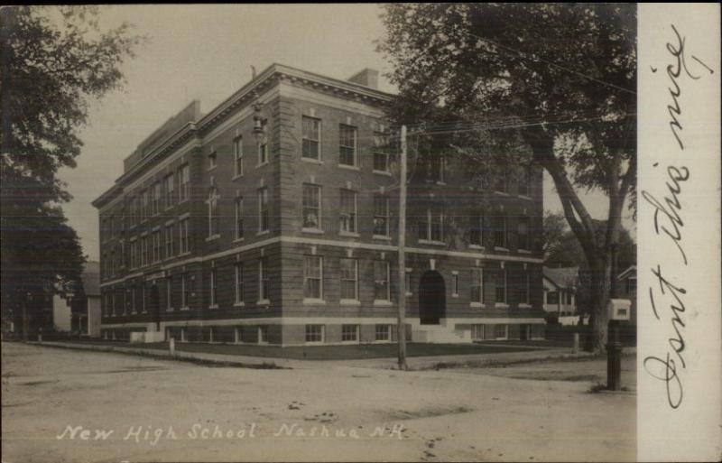 Nashua NH New High School c1910 Real Photo Postcard