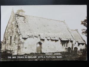 Lincolnshire MARKBY CHURCH with Collapsing Thatched Roof - Old RP Postcard