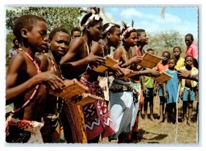 RPPC 4x6 Giriama Dancers, deckled edge, Kenya East Africa Postcard