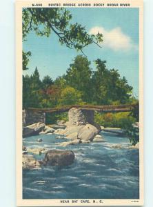 Linen BRIDGE SCENE Bat Cave - Near Chimney Rock & Lake Lure & Asheville NC H8009