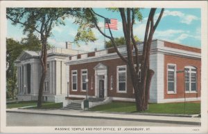 Postcard Masonic Temple and Post Office St Johnsbury  VT Vermont