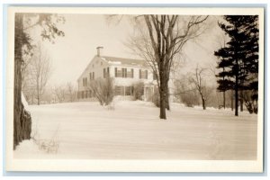 c1920's Gov. Issac Tichenor Place Winter Snow Bennington VT RPPC Photo Postcard 