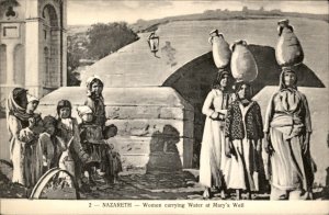 Nazareth Ethnic Natives Mary's Water Well 1900s-20s Vintage Postcard