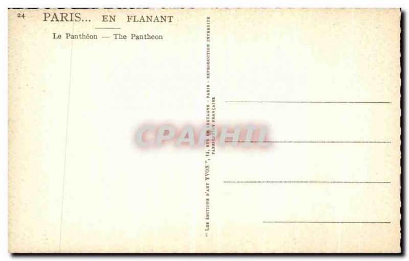 Old Postcard Paris Pantheon