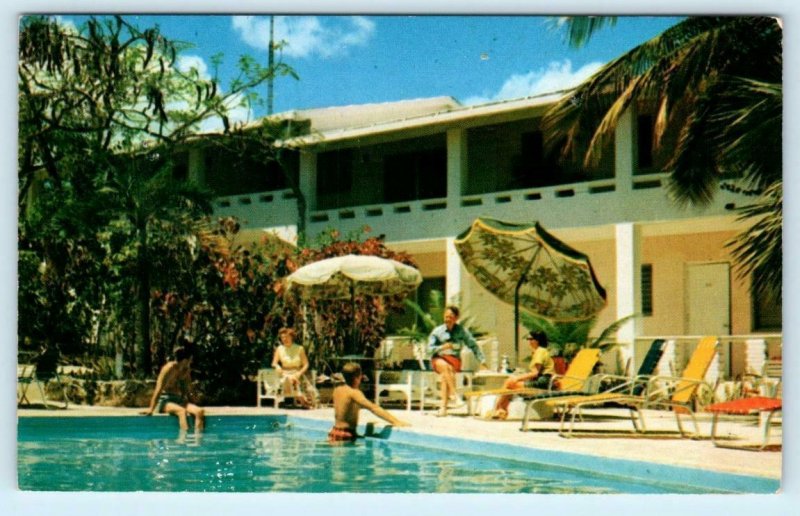 NASSAU, BAHAMAS ~ Swimming Pool PILOT HOUSE CLUB Hotel Roadside c1960s Postcard