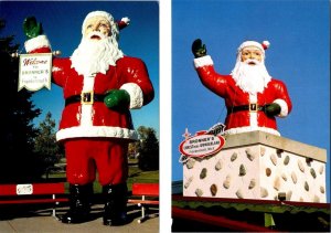 2~4X6 Postcards Frankenmuth, MI Michigan BRONNER'S CHRISTMAS STORE Giant Santas
