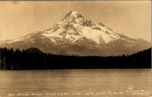 RPPC Mt Mount Hood View From Lost Lake Oregon OR UNP 1930s AZO Postcard