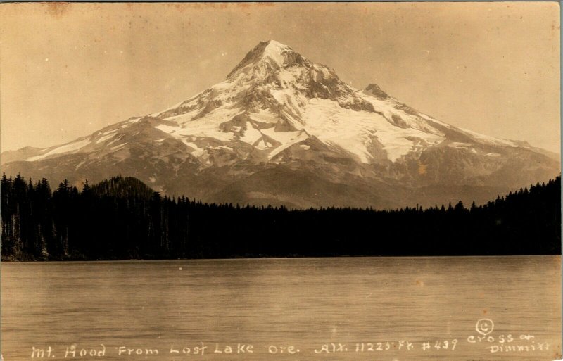 RPPC Mt Mount Hood View From Lost Lake Oregon OR UNP 1930s AZO Postcard