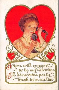 If you will consent to be my Valentine Telephone Writing on Back 