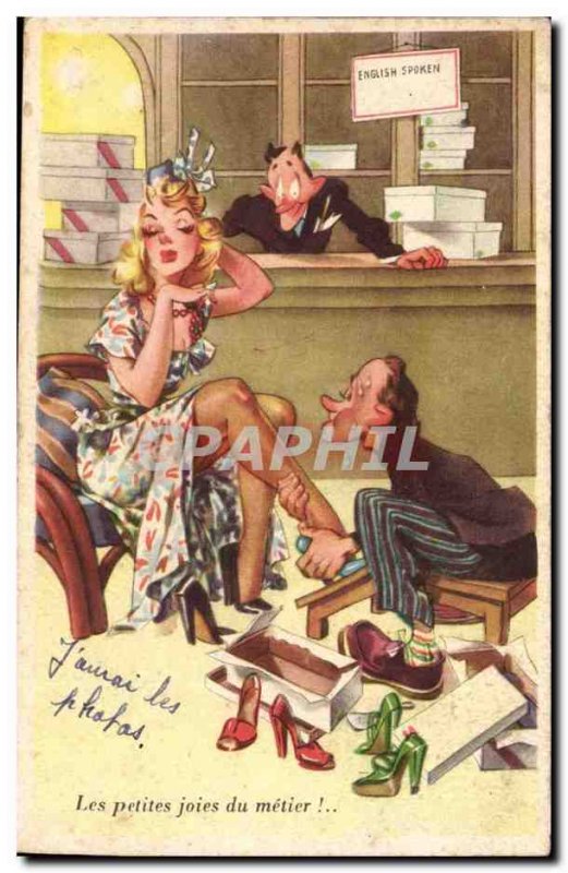 Old Postcard The Fantasy Humor small joys in the art (women shoe)