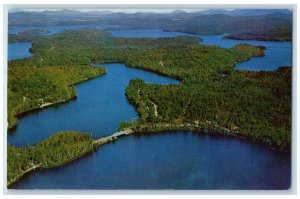 1965 Aerial View State Fish Creek Public Camp Site Tupper Lake New York Postcard 