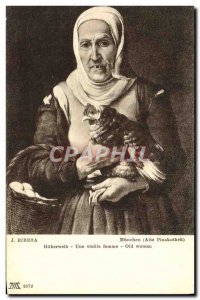 Old Postcard J Ribera Munchen Hokerweib An old woman