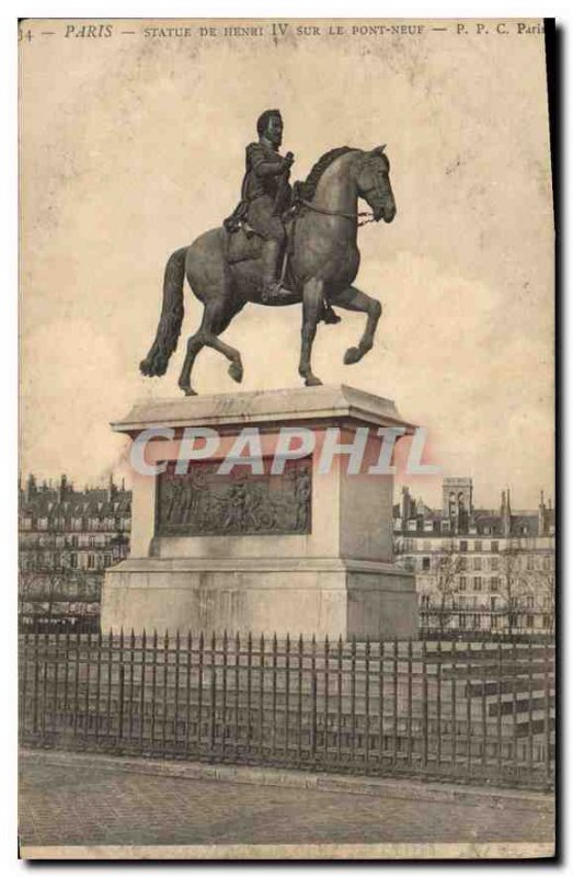 Postcard Old Paris Statue of Henri IV on the Pont Neuf