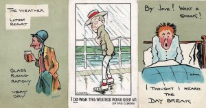 Weather Report Alcohol Rain Disaster 3x Comic Postcard s