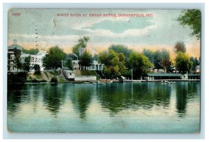 1909 White River at Broad Ripple, Indianapolis, Indiana IN Postcard
