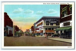 1950 Main Street Looking North Town Establishment Jonesboro Arkansas AK Postcard