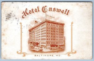 1910's HOTEL CASWELL BALTIMORE MARYLAND MD ANTIQUE POSTCARD