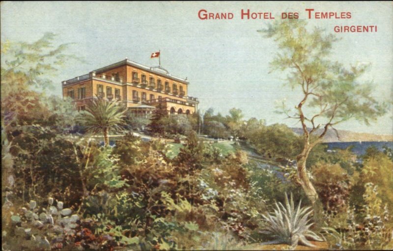 Girgenti Italy Grand Hotel Des Temples c1910 Postcard