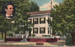 Vintage Postcard 1952 Abraham Lincoln Home Front View House Springfield Illinois