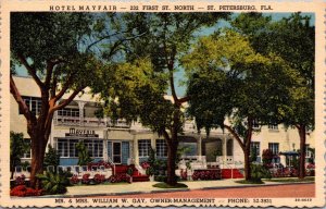 Linen Postcard Hotel Mayfair 232 First St. North in St. Petersburg, Florida