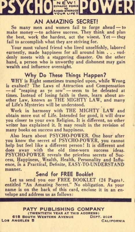 Advertising Psycho Power, Dynamic Force to Radio-Energize your Life (1951)