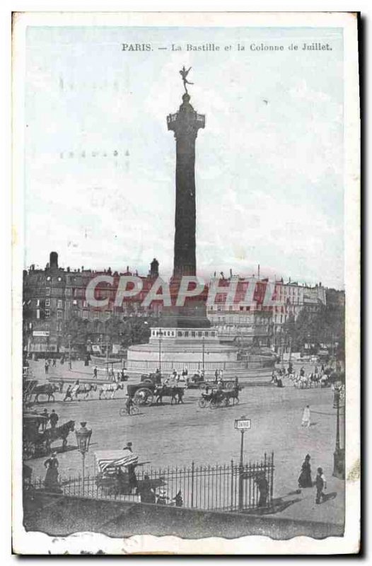 Old Postcard Paris Bastille and the July Column