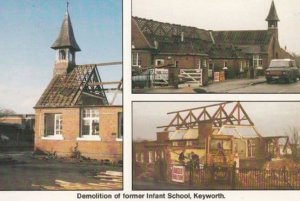 Primary School Demolition Disaster Keyworth Nottingham Village Postcard