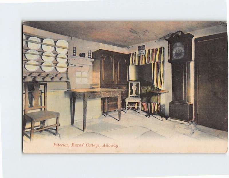 Postcard Interior Burns' Cottage Alloway Scotland United Kingdom Europe