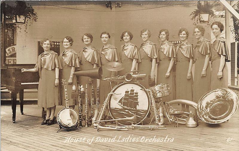 House of David Ladies Orchestra Musical Instruments RPPC Postcard