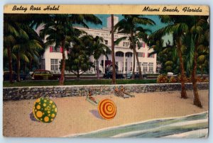 1940 Miami Beach Florida FL Vintage Postcard Betsy Ross Hotel Seaside Sunbathing