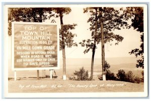 c1920's Top of Town Hill Beauty Spot Of Maryland Sign MD RPPC Photo Postcard