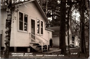 RPPC Honeymoon Resort Cabin Heafford Junction WI c1949 Vintage Postcard V66