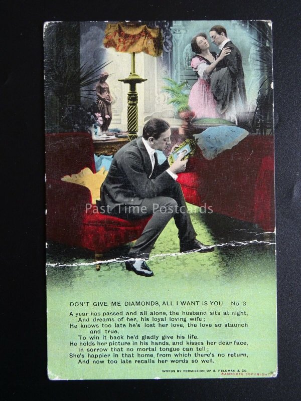 WW1 DONT GIVE ME DIAMONDS ALL I WANT IS YOU Bamforth Song Cards set of 3 No 4638 